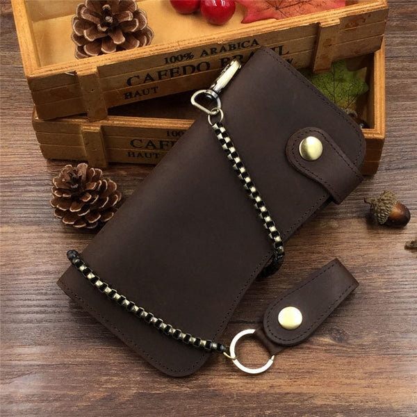 Leather Wallet With Chain for Men Wallet - Stitching Detail