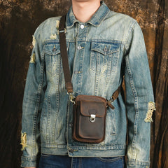 phone case with crossbody strap Leather Cell Phone Holster Belt Pouch Cell Phone Purse Crossbody Leather Belt Bag for Men