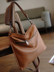 Classic Brown Onthego Leather Handbag Women Crossbody Purse Onthego Shoulder Bag for Women