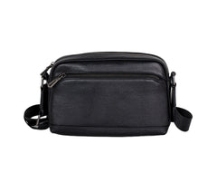 Soft Leather Crossbody Bag Black Small Mens Black Leather Crossbody Bag - iwalletsmen
