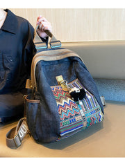 Boho Embroidery Large Canvas Backpack Bohemian Embroidery Canvas Backpack - Feltify