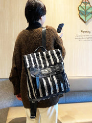 Black$White Denim Backpack Bag Womens Denim Backpack Purse - Feltify