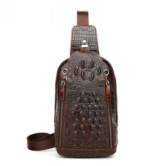sling bags men​ Cool Leather Sling Bag Mens One Shoulder Backpacks Sling Crossbody Backpack For Men