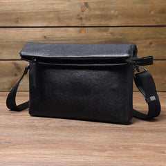Small Black Leather Shoulder Bag Men Card Slots