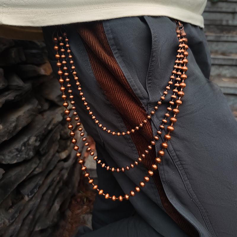 Ball Wallet Chain Triple Wallet Chain Beaded - Back View