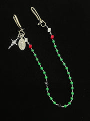Beaded Wallet Chain Green Stone Long Bead Wallet Chain for Women - iChainWallets