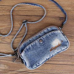Denim Wristlet Bag Denim Small Phone Bag Blue Small Jean Shoulder Bag Jean Mini Crossbody Bag - Feltify