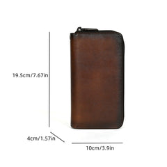 Leather Double Zip Around Wallet for Men Long Mens Double Zip Wallet Wristlet - iwalletsmen