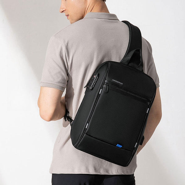 Red Waterproof Large Sling Bag For Men - Side View