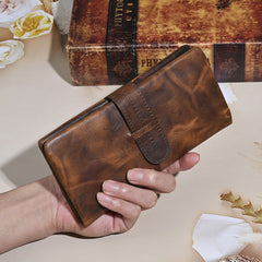 Brown Leather Wallet with Buckle 