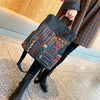 Vintage Convertible Large Boho Style Backpack Black Gray Embroidery Canvas Backpack Boho Crossbody Bag - Feltify