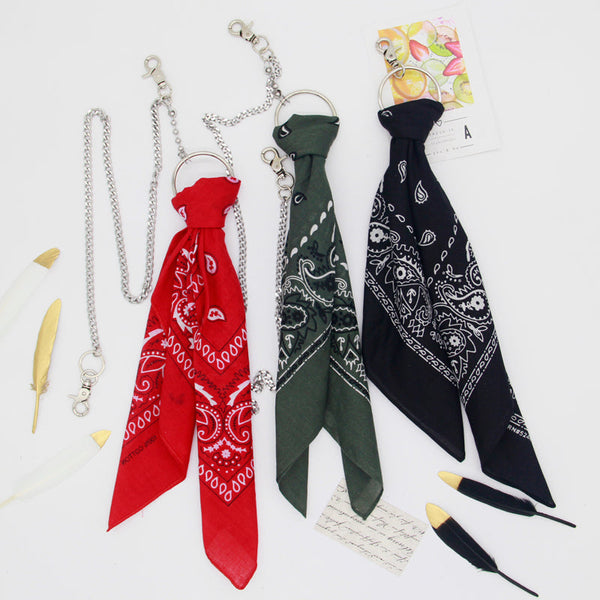 Paisley Bandana Kerchief Trousers Chain Pants Chains Biker Headscarf Jeans Chains Pants Chain