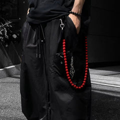 Wooden Beaded Wallet Chain Ball Wallet Chain Red Wallet Chain for Women - iChainWallets