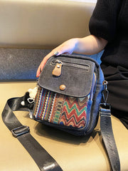 Canvas Embroidery Boho Crossbody Bag Womens Boho Sling Bag Canvas Crossbody Backpack - Feltify