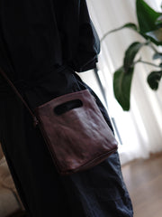 Vintage Womens Black Leather Small Square Handbag Shoulder Bag Purse for Women