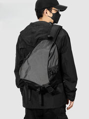 sling pack waterproof​ Black Travel Large Sling Bag For Big Men Cool Nylon Large Hiking Sling Bag For Big Men