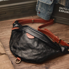 Black Leather Fanny Bag 