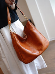 Vintage Coffee Leather Shoulder Tote Women Crossbody Tote Onthego Shoulder Bag for Women