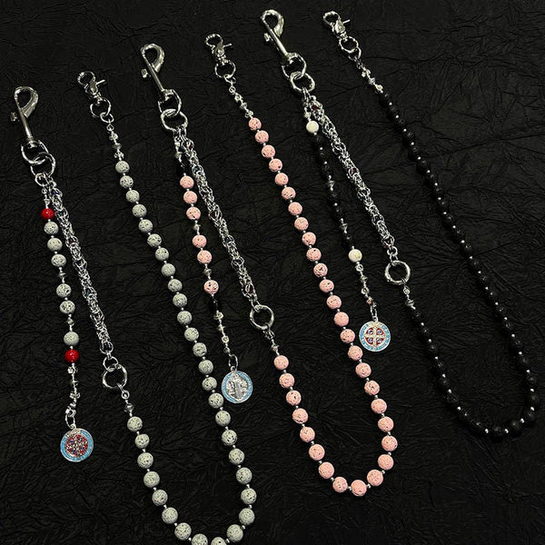 Long Bead Wallet Chain for Women Lavastone - Back View