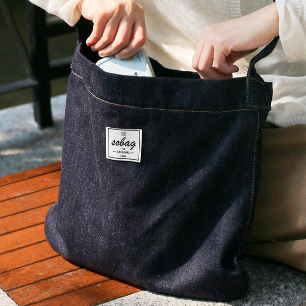 tote bag denim Women Blue Denim Shoulder Tote Bag Denim Medium Size Tote Crossbody Bags for Men - EverHandmade