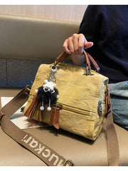 Dark Green Convertible Canvas Handbag Crossbody Bag With Outside Pockets Canvas Convertible Backpack Shoulder Bag - Feltify