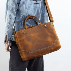 Brown Briefcase 15 inch Laptop Shoulder Bag - iwalletsmen