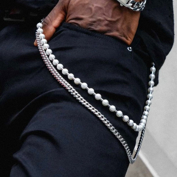 Pearl Wallet Chain Womens Ball Wallet Chain - Back View
