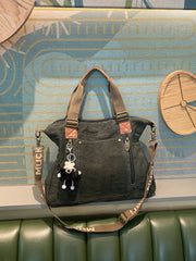 Canvas Large Shoulder Bag Canvas Handbag Green Canvas Crossbody Bag - Feltify