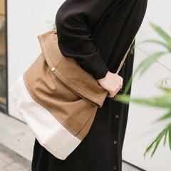 Khaki Canvas Messenger Bag for Women Large Crossbody Bag Ladies Canvas Laptop Messenger Bag