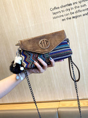 Bohemian Style Denim Clutch Purse Denim Chain Shoulder Bag Embroidery Jean Bag - Feltify