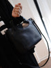 Fashion Classic Black Leather Tote Handbag Women Square Tote Shoulder Bag for Women