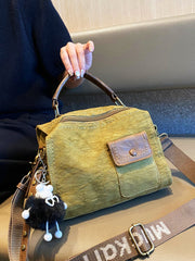 Canvas Convertible Crossbody Bag Handbag With outside Pocket Green Canvas Convertible Backpack Shoulder Bag - Feltify