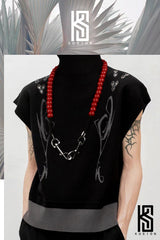 Wooden Beaded Wallet Chain Ball Wallet Chain Red Wallet Chain for Women - iChainWallets