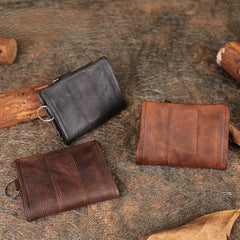 Handmade leather biker wallets in charcoal gray, coffee and brown, color options