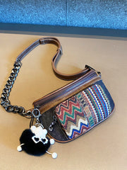 Boho Sling Bag Boho Crossbody Bag Embroidery Canvas Small Waist Bag Boho Shoulder Bag - Feltify