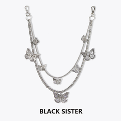 Fashion Womens Butterfly Jeans Chains Silver Double Layers Butterfly Wallet Chains Panties Chains For Men
