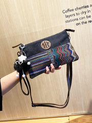 Boho Clutch Bag Canvas Small Shoulder Bag Clutch Embroidery Canvas Small Boho Crossbody Bag - Feltify