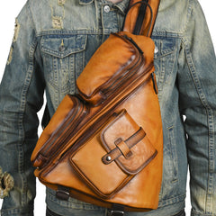 Leather Large Sling Bag for Big Guys