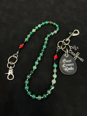 Green Jade Stone Beaded Wallet Chain Bead Wallet Chain - iChainWallets