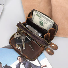 zip wallet with key ring Leather Key Holder Wallet Mens Leather CarKey Fob Wallet Zipper Leather Key Wallet 