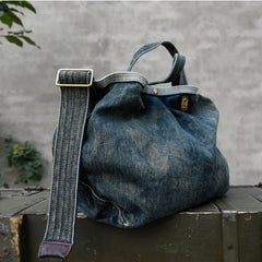 Blue Denim Tote Handbag Denim Tote Bag Distressed Denim Tote Shoulder Bag - Feltify