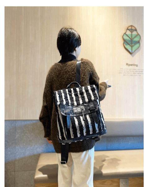 Black$White Denim Backpack Bag Black$White Womens Denim Backpack Purse DENIM01151049
