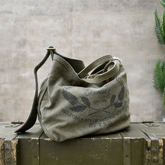 Army Green Tote Handbag Canvas Tote Bag Green Distressed Canvas Tote Shoulder Bag - Feltify