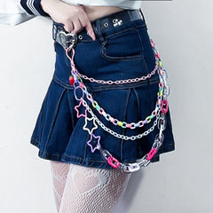 Cute Womens Fluorescein Plastics Jeans Chain Colorful - Open View