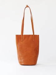 Womens Coffee Leather Bucket Tote Purse Vertical Tote Shopper Shoulder Bag for Ladies