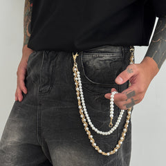 Women Double Wallet Chain Pearl Wallet Chain 