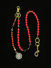 Red Lavastone Beaded Wallet Chain Long Bead Wallet Chain for Women - iChainWallets