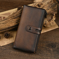 Buckle Mens Wallets That Holds A Lot of Cards Double Zipper Leather Wallet with Buckle for Men - iwalletsmen