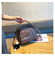 Embroidery Canvas Small Boho Crossbody Bag Boho Canvas Small Round Handbag Shoulder Bag - Feltify