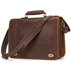 Brown Leather 15 inches Laptop Briefcase Minimalist Leather Briefcase for Men - iwalletsmen